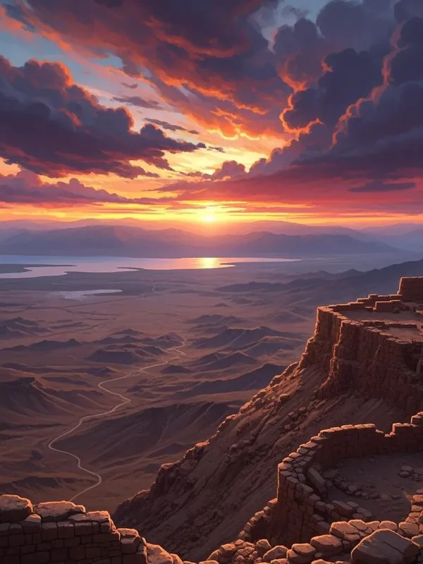 Sunrise over hills and canyons