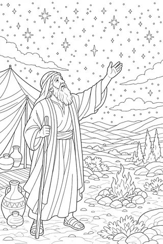 Abraham Counts the Stars coloring page