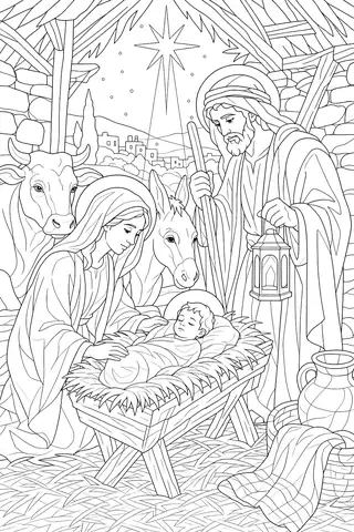 Baby Jesus in the Manger coloring page