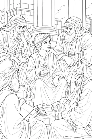 The Boy Jesus in the Temple coloring page