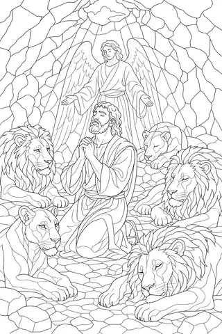 Daniel in the Lions’ Den coloring page