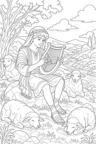 David the Shepherd Boy coloring page
