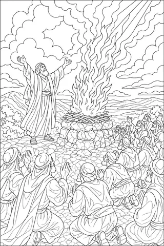 Fire from Heaven on Mount Carmel coloring page