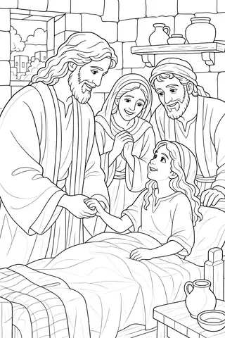Jesus Raises Jairus’ Daughter coloring page