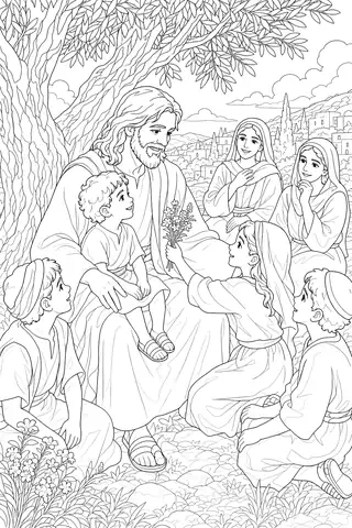 Jesus Blesses the Little Children coloring page