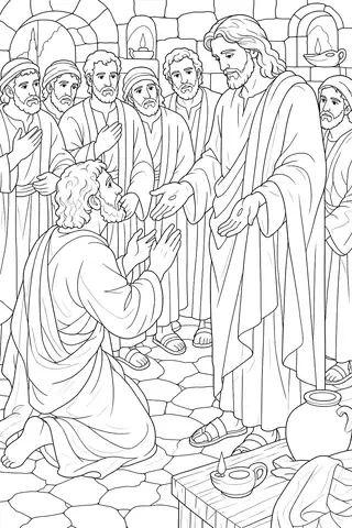 Jesus and Thomas coloring page