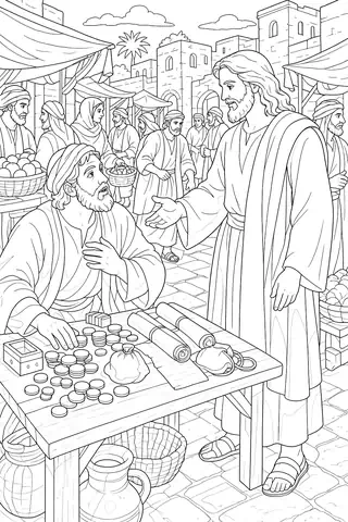 Jesus Calls Matthew coloring page