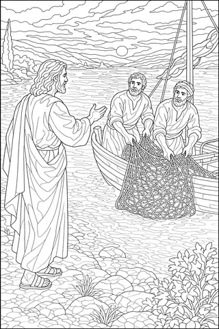 Jesus Calls the Fishermen coloring page