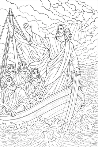 Jesus Calms the Storm coloring page