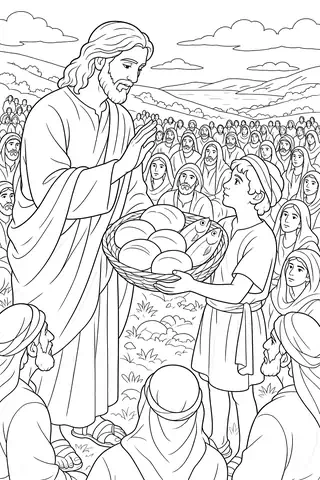 Jesus Feeds the 5,000 coloring page