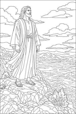 Jesus in the Wilderness coloring page