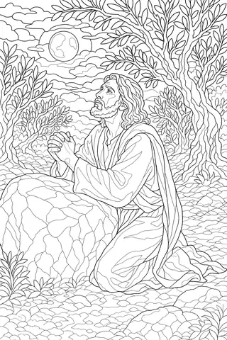 Jesus Prays in Gethsemane coloring page