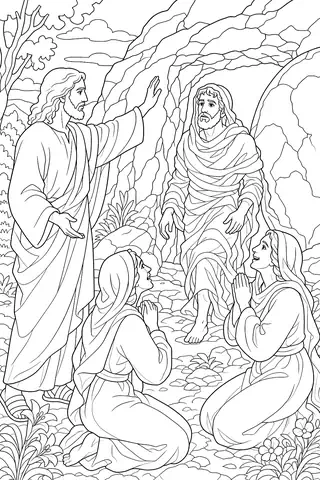Jesus Raises Lazarus coloring page