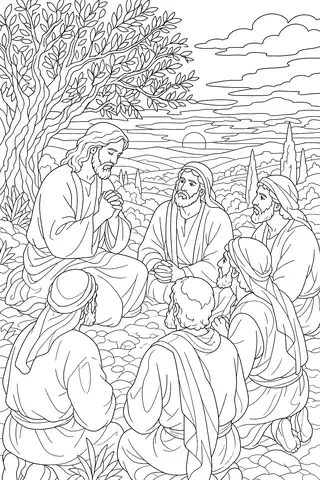 Jesus Teaches the Lord’s Prayer coloring page