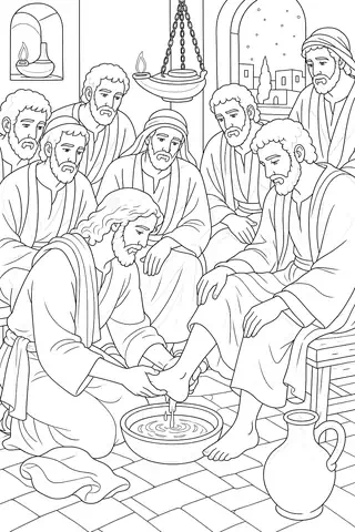 Jesus Washes the Disciples’ Feet coloring page
