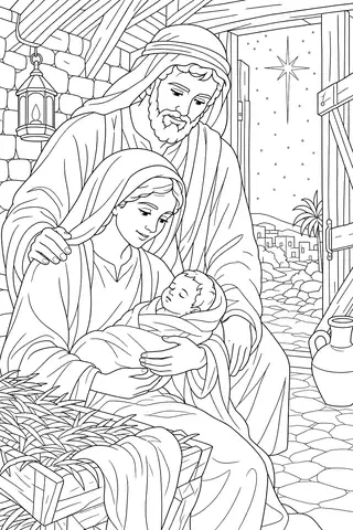 Mary and Baby Jesus coloring page