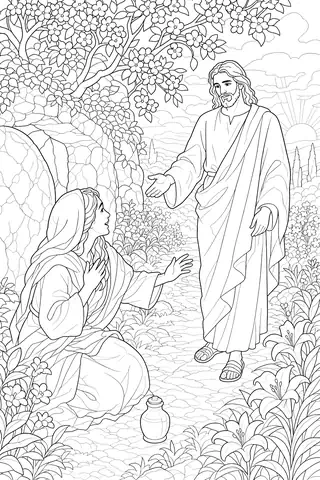 Mary Magdalene Meets the Risen Jesus coloring page