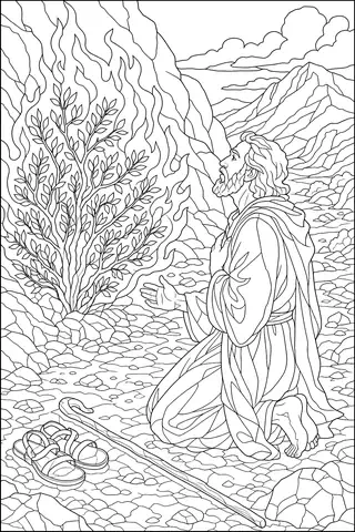 Moses and the Burning Bush coloring page