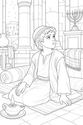 God Calls Samuel coloring page
