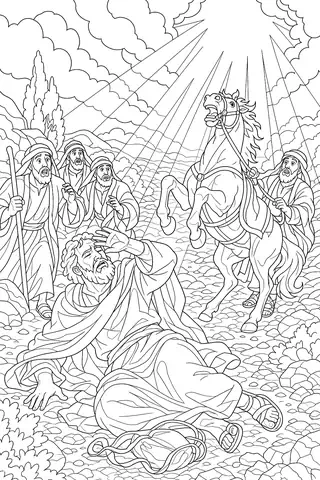 Saul on the Road to Damascus coloring page