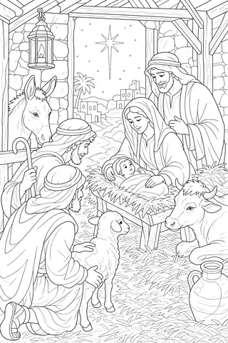 The Shepherds Find Baby Jesus coloring page