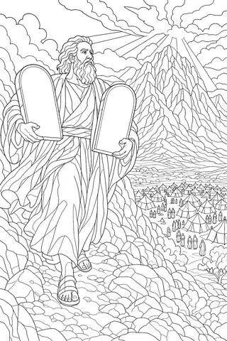 Moses and the Ten Commandments coloring page