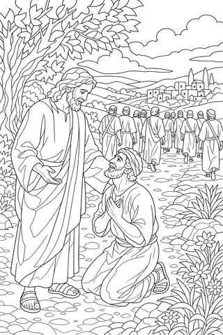 Jesus Heals Ten Lepers coloring page