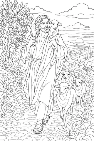 Jesus the Good Shepherd coloring page