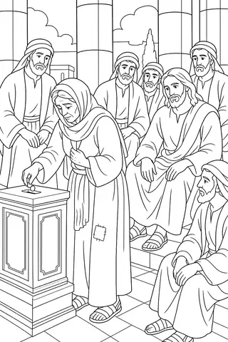 The Widow’s Offering coloring page