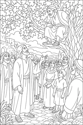 Zacchaeus in the Sycamore Tree coloring page