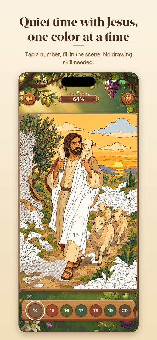 Coloring the Good Shepherd by number