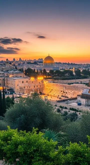 Jerusalem at dusk seen from the olive trees