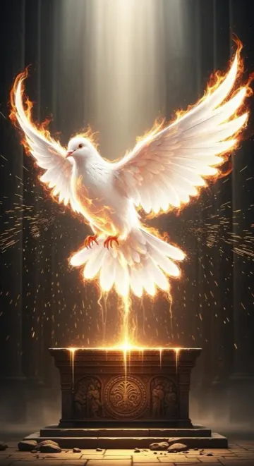 A white dove in a burst of light, Pentecost
