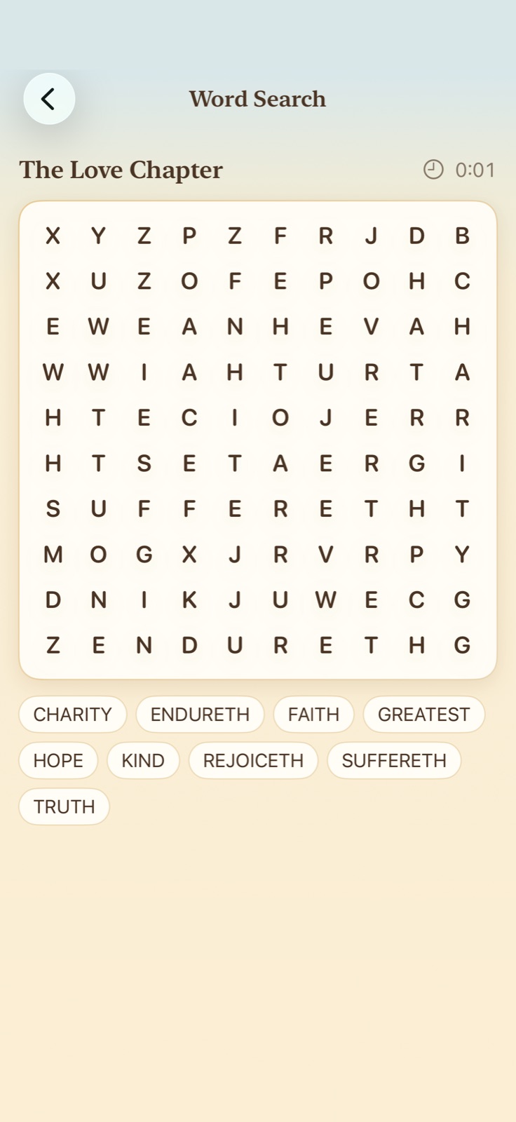 Daily themed Bible word search