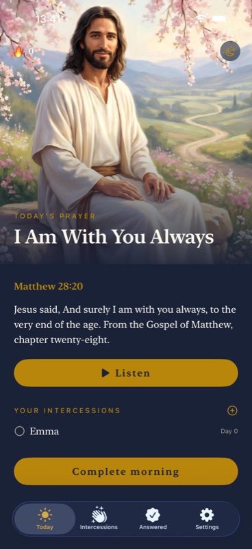 Selah: Today's prayer screen with Jesus and Matthew 28:20